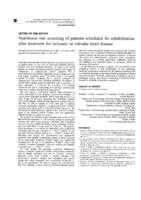 prikaz prve stranice dokumenta Nutritional risk screening of patients scheduled for rehabilitation after treatment for ischemic or valvular heart disease